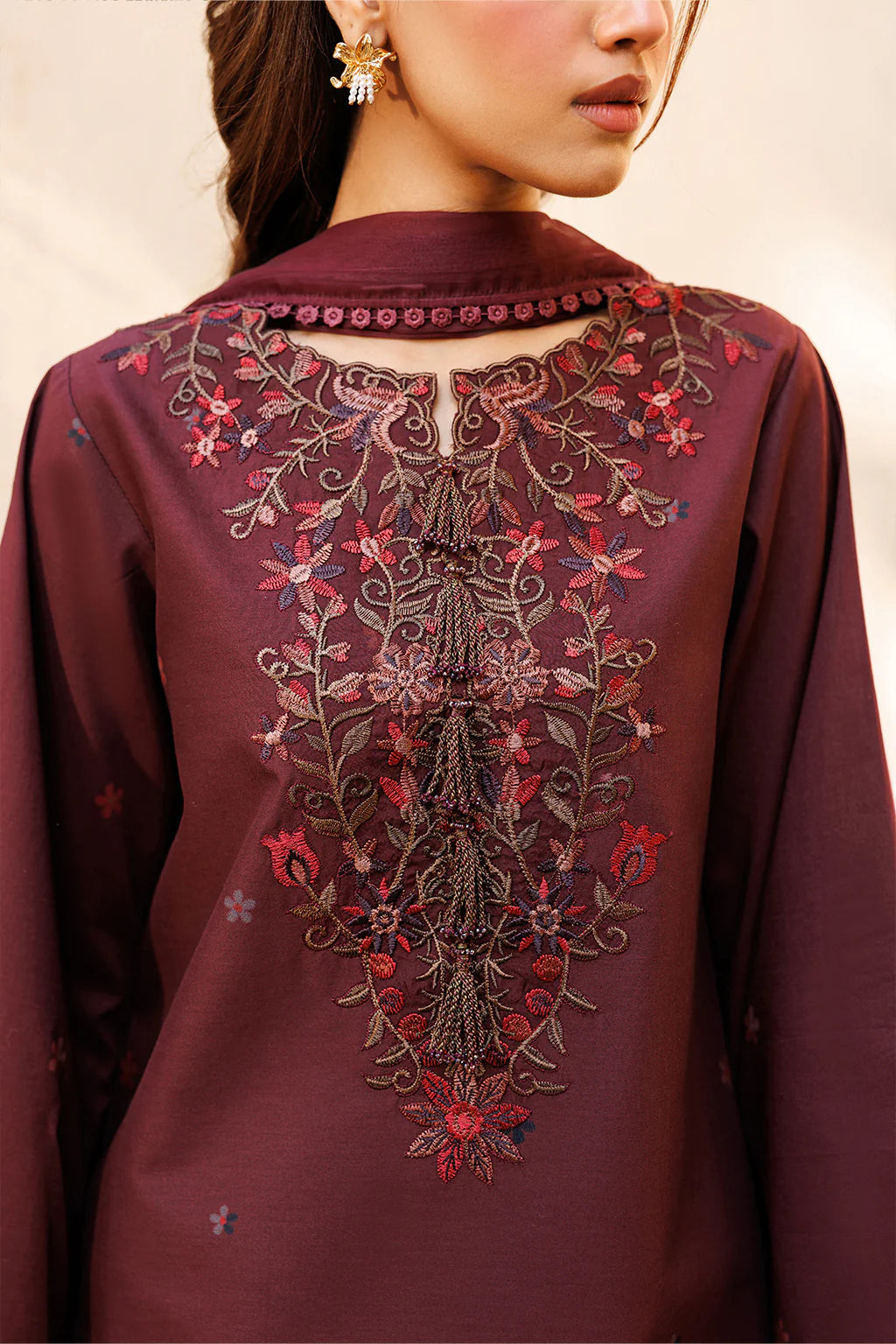IZNIK 3PC Lawn Embroidered Shirt & Silk Printed Dupatta