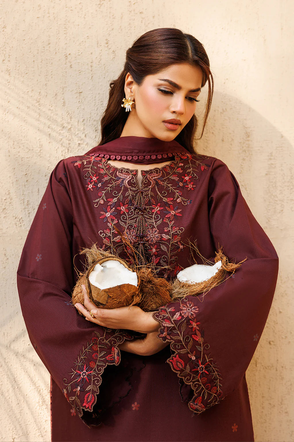 IZNIK 3PC Lawn Embroidered Shirt & Silk Printed Dupatta