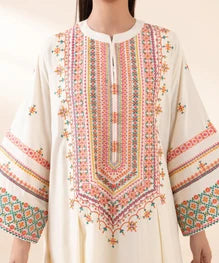 Lawn Full Panel Embroidered Shirt Daman Embroidered Double Lace Neckline Embroidered Lace Trouser Embroidered Lace Lawn Embroidered Sleeves Lawn Dyed Trouser Four Sided Embroidered Organza Dupatta