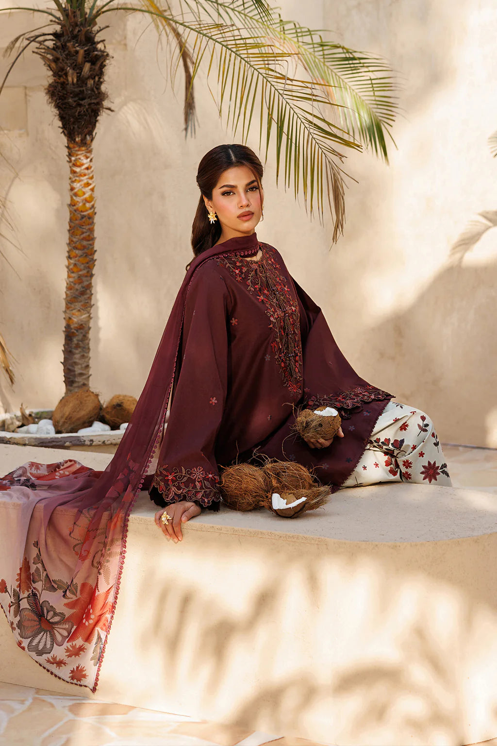 IZNIK 3PC Lawn Embroidered Shirt & Silk Printed Dupatta