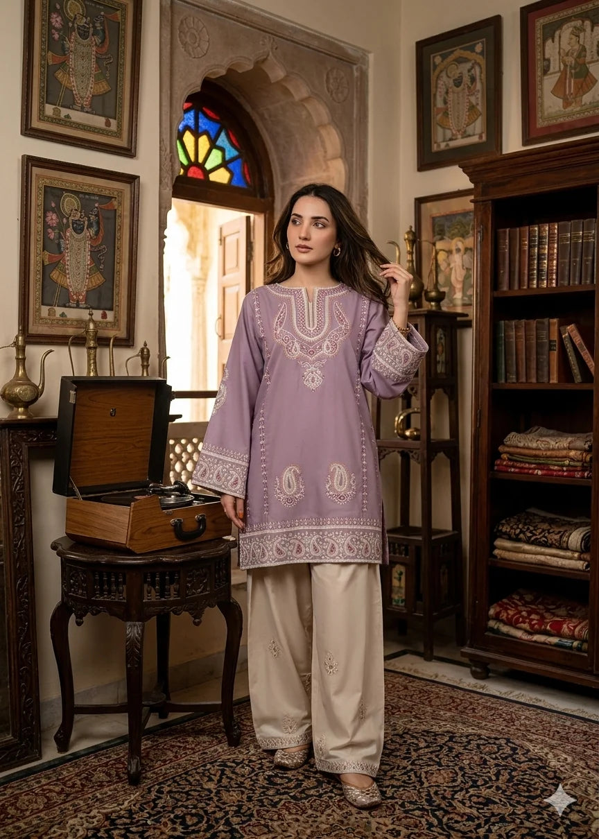 2 Piece Unstitched Embroidered Lawn Suit