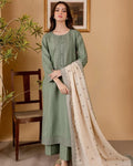 3 Piece Unstitched Heavy Embroidered Dhanak Suit ( Embroidered Dhanak Shawl )