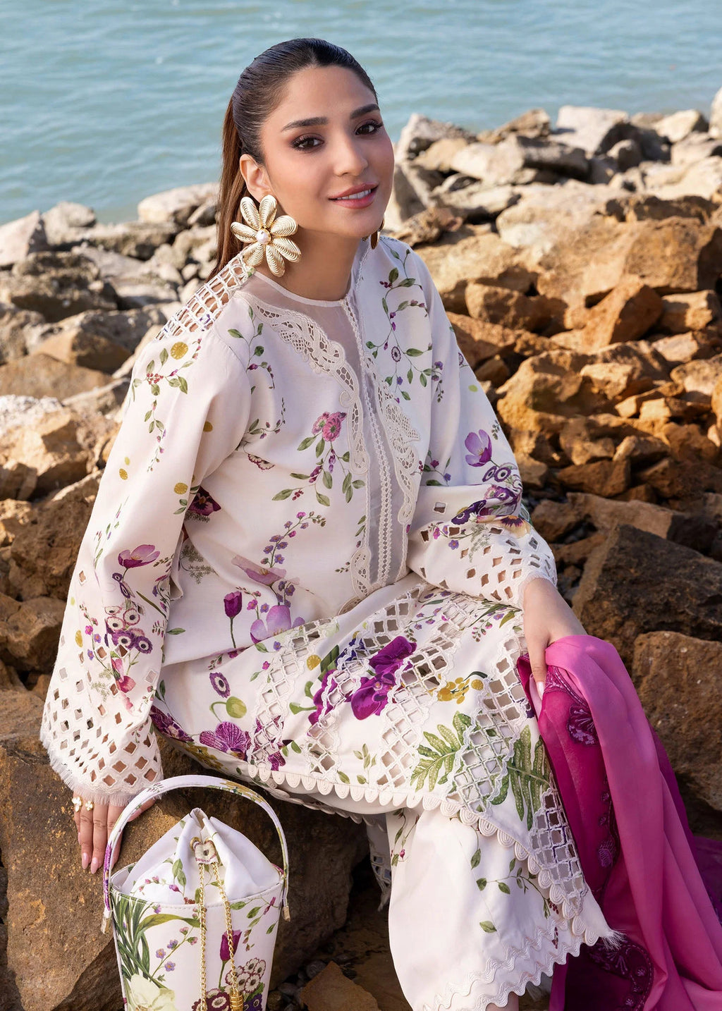 FLOW BY CRIMSON Chikankari Lawn'25 Bloom Bold