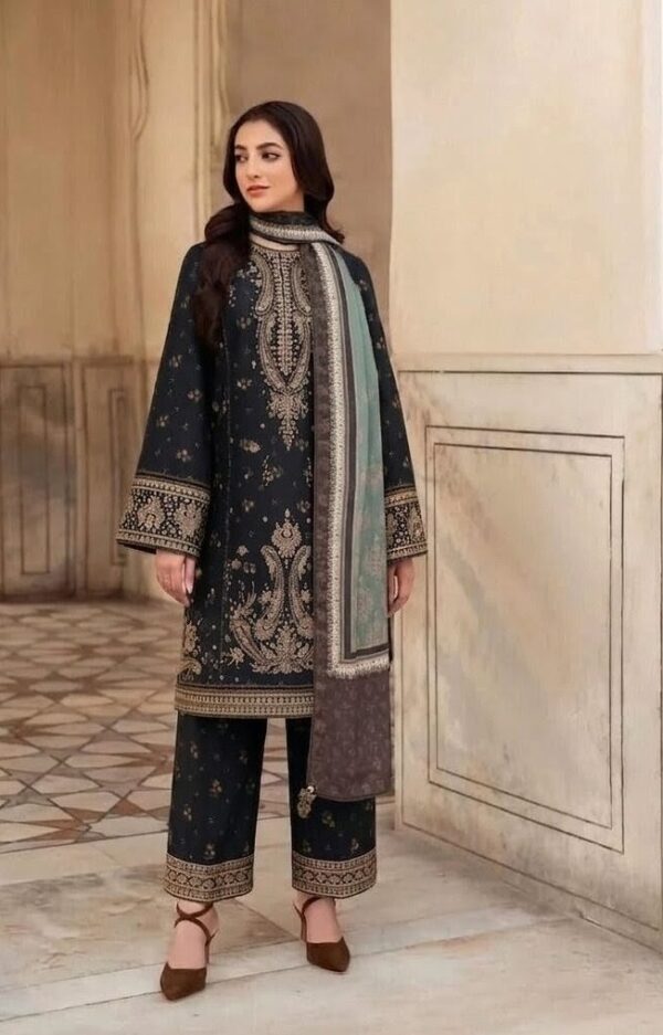 Unstitched Embroidered Lawn Suit 3pc With Digital Printed Dupatta