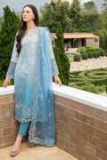 Lawn Unstitched Embroidered 3pc Suit With Embroidered Organza Dupatta