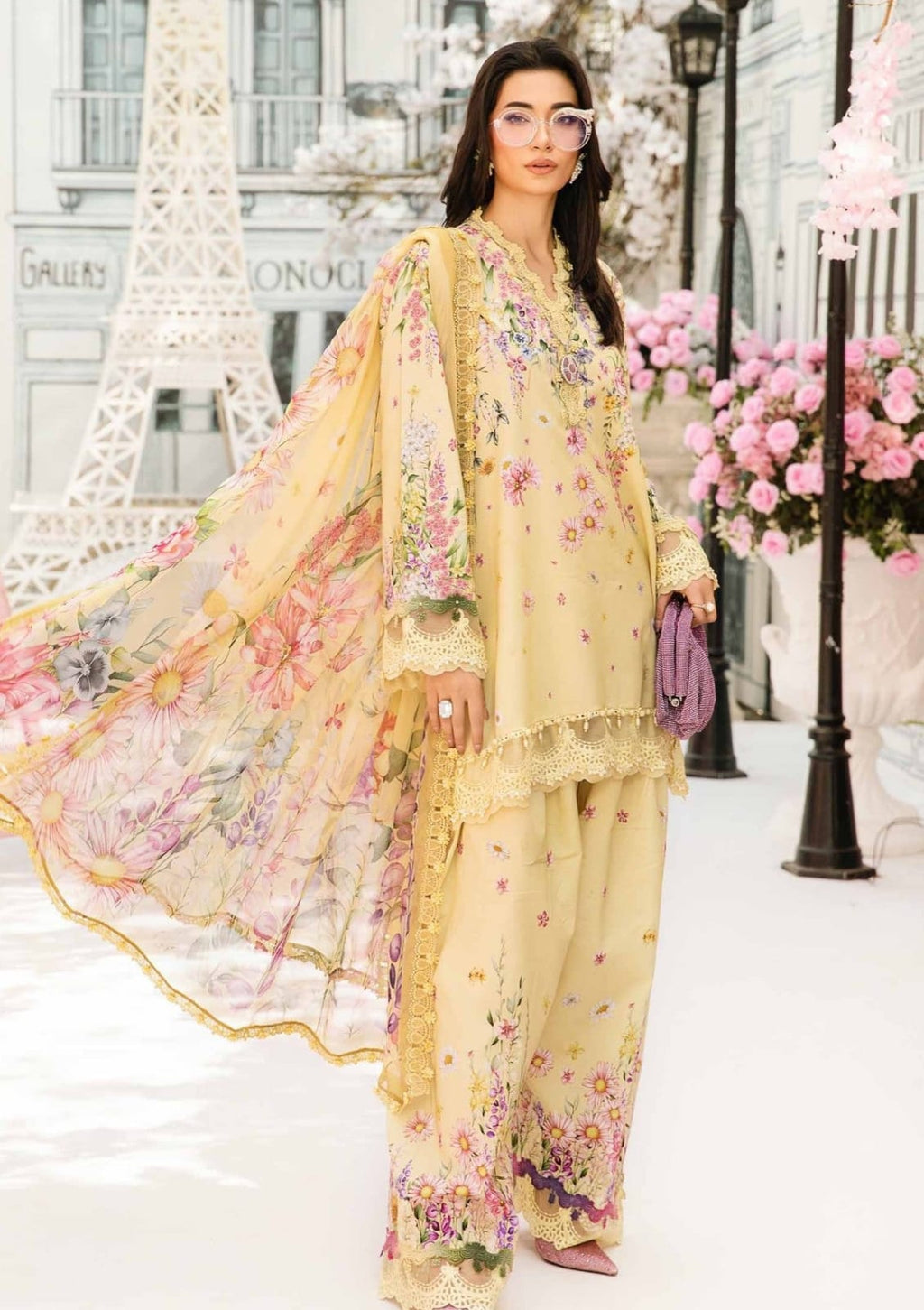 Digital Printed 3Pc Unstitched Lawn Suit With Digital Printed Chifoon Dupatta