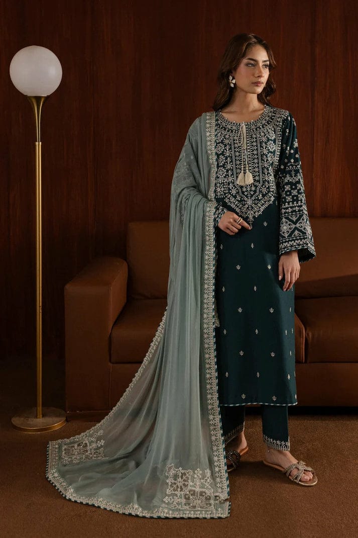 3PC Unstitched Embroidered Lawn Suit With Embroidered Chiffon Dupatta