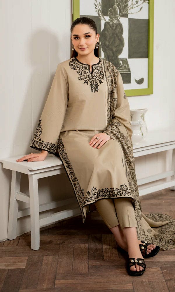 Unstitched Embroidered Lawn Suit 3pc With Digital Printed Monar Dupatta