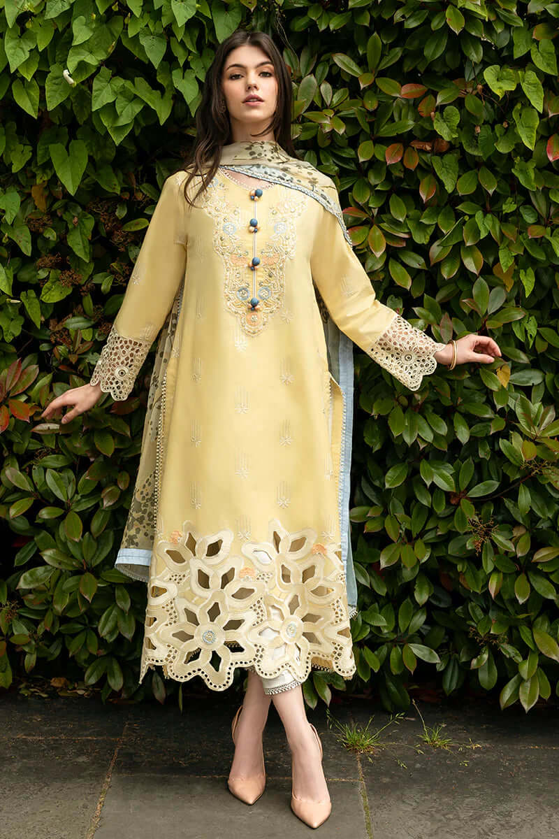 Unstitched Embroidered Lawn 3pc Suit With Cotton Lawn Printed Dupatta