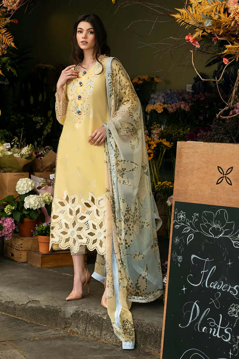 Unstitched Embroidered Lawn 3pc Suit With Cotton Lawn Printed Dupatta