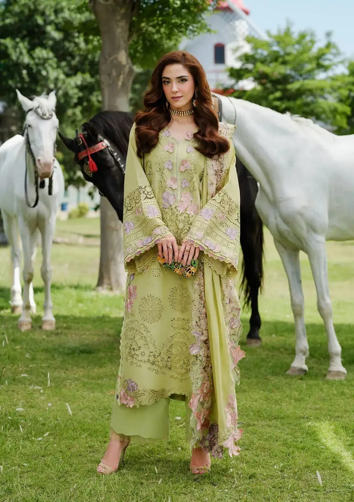 Lawn Unstitched Embroidered Shirt With Cotton Net Heavy Embroidered Duppta