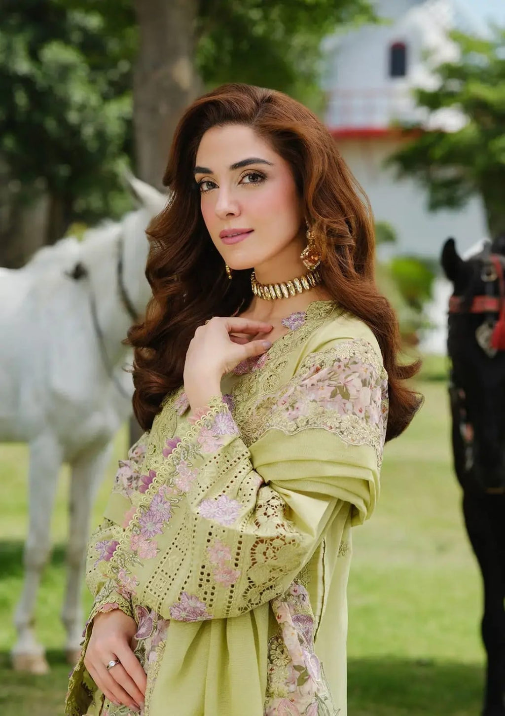 Lawn Unstitched Embroidered Shirt With Cotton Net Heavy Embroidered Duppta