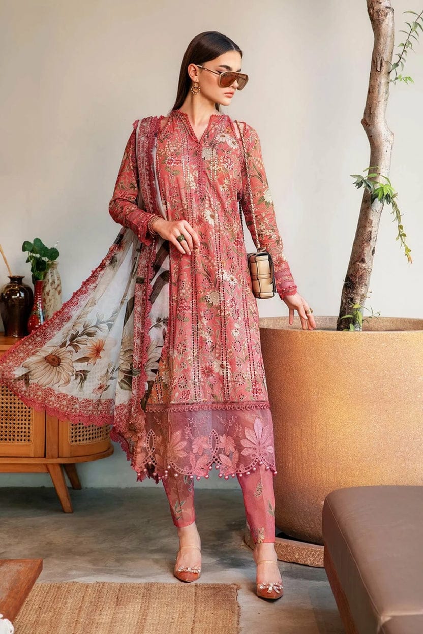 Unstitched Digital Printed Lawn Suit 3pc With Lawn Digital Printed Dupatta & Embroidered Patches