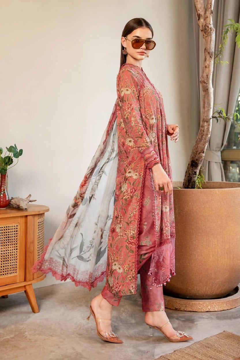 Unstitched Digital Printed Lawn Suit 3pc With Lawn Digital Printed Dupatta & Embroidered Patches