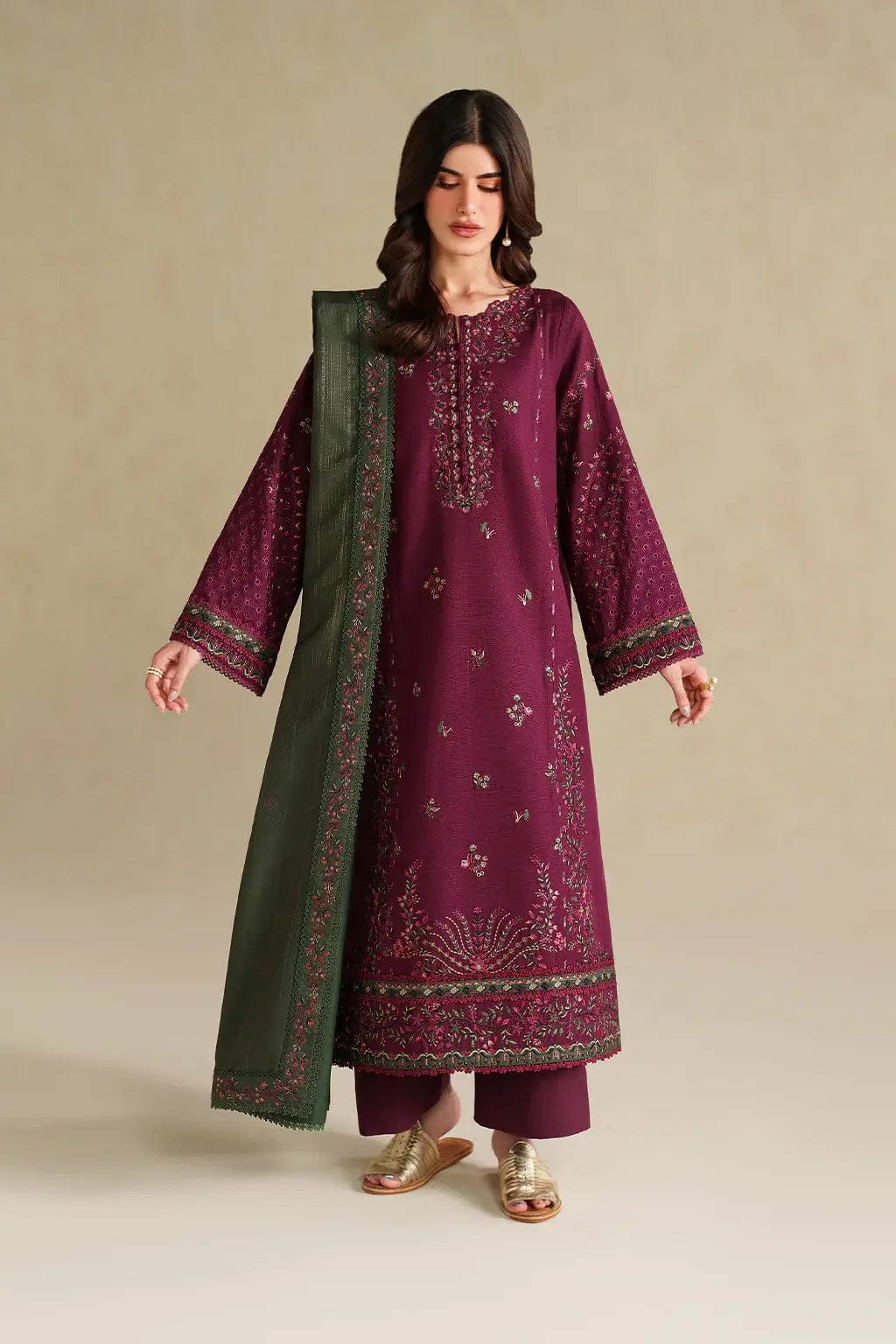 Unstitched Fully Embroidered Lawn Suit With Lawn Embroidered Dupatta
