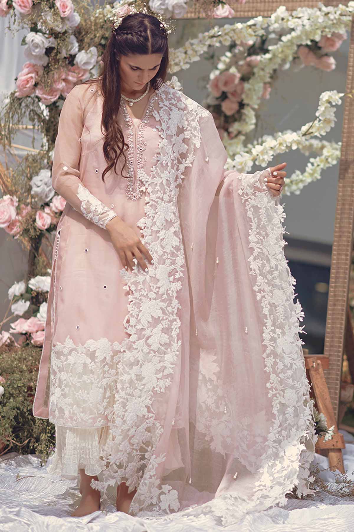 Unstitched Lawn Embroided 3pc With Organza Embroidered Dupatta