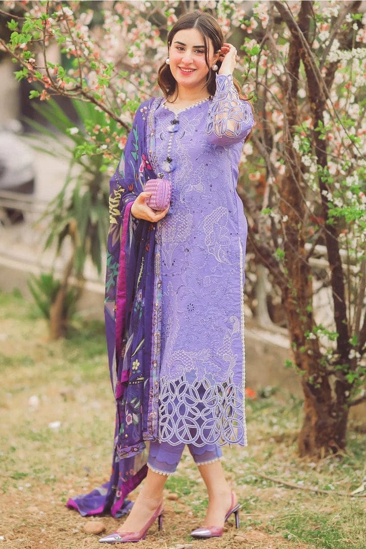 Lawn Stuff 3 Piece Fully Embroidered Suit With Silk Printed Dupatta