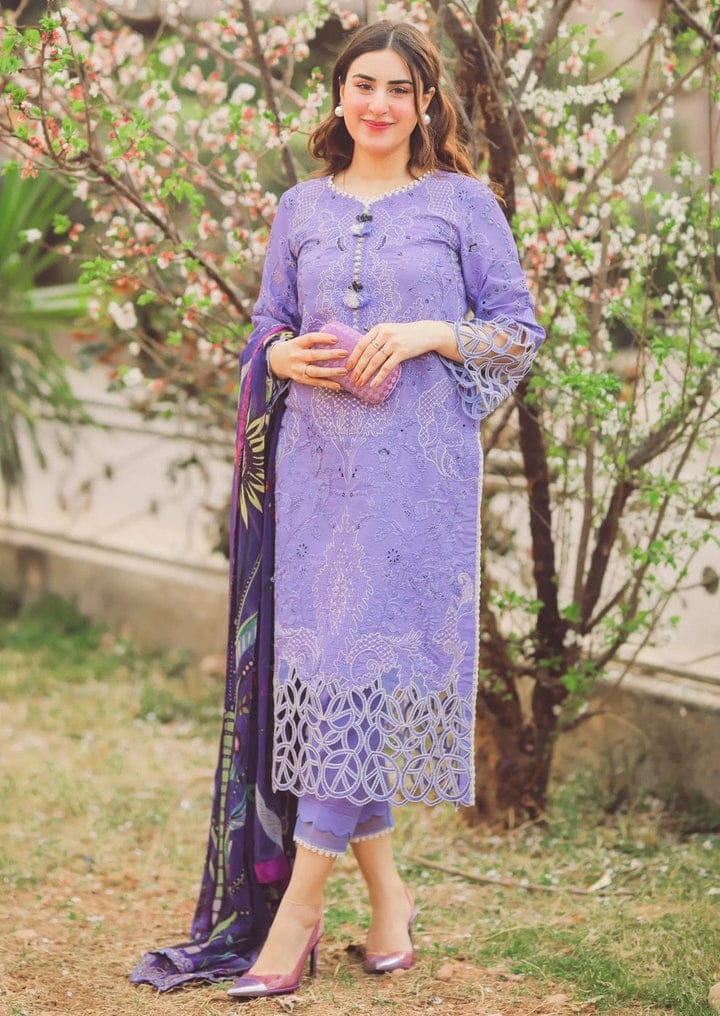 Lawn Stuff 3 Piece Fully Embroidered Suit With Silk Printed Dupatta
