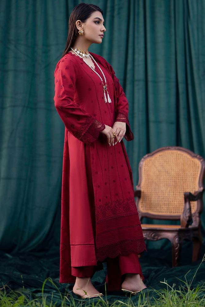 Chikenkari Embroidered Lawn 3Pc Suit With Lawn Embroidered Dupatta