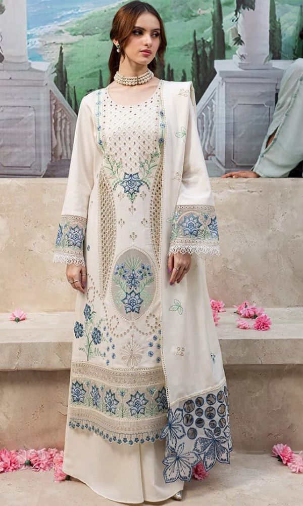 3 Piece - Unstitched Luxury Embroidered Lawn Fabric Embroidered Lawn Dupatta