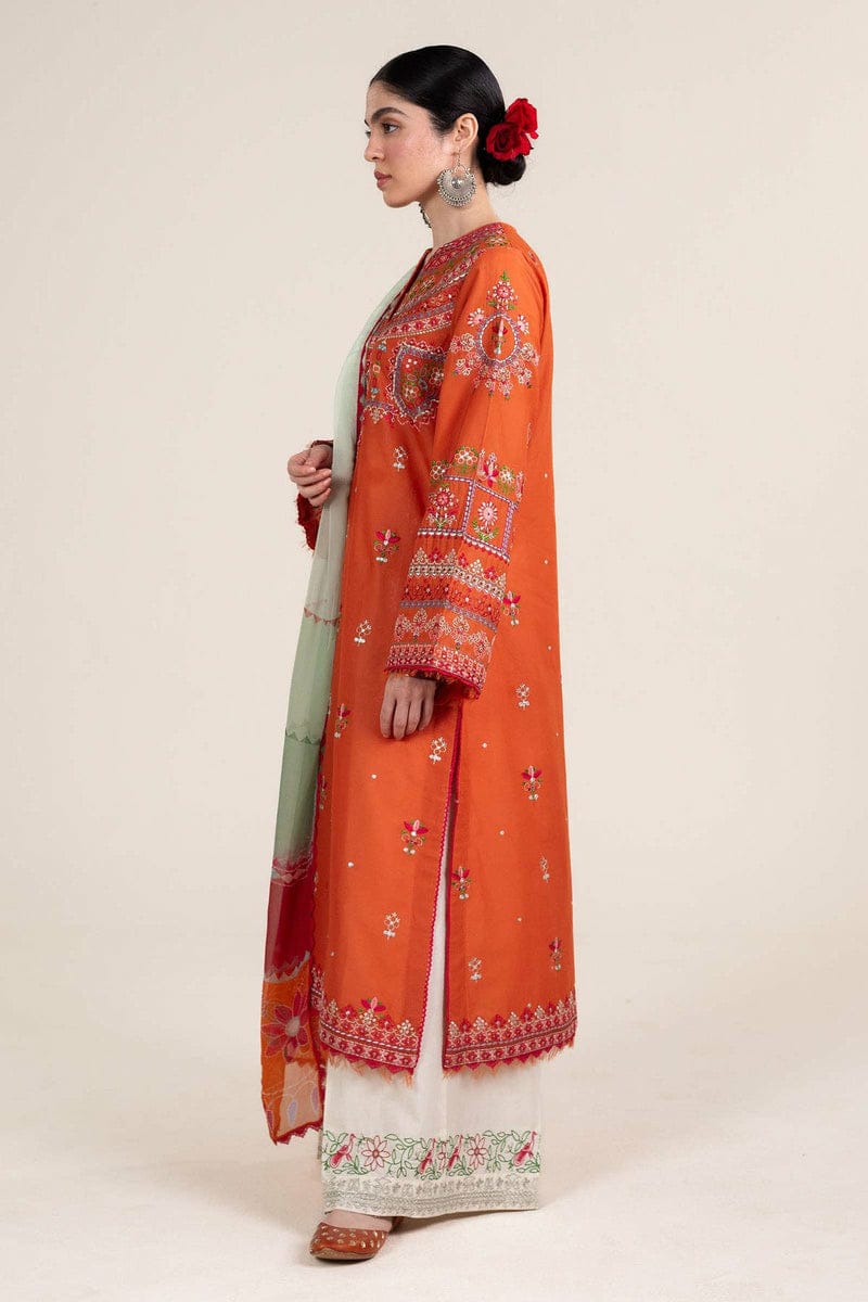 Lawn Embroided 3pc Suit With Digital Printed Slub Dupatta