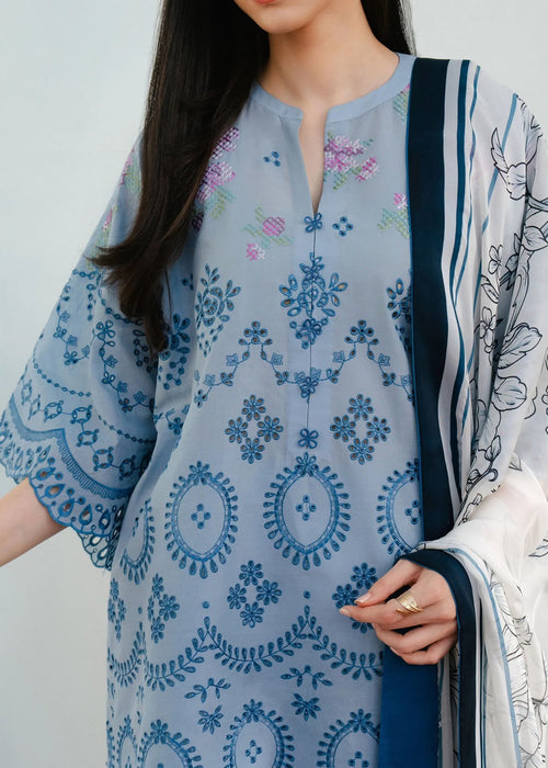 3 Piece Unstitched Heavy Embroidered Lawn Suit ( Fine Printed Silk Dupatta )