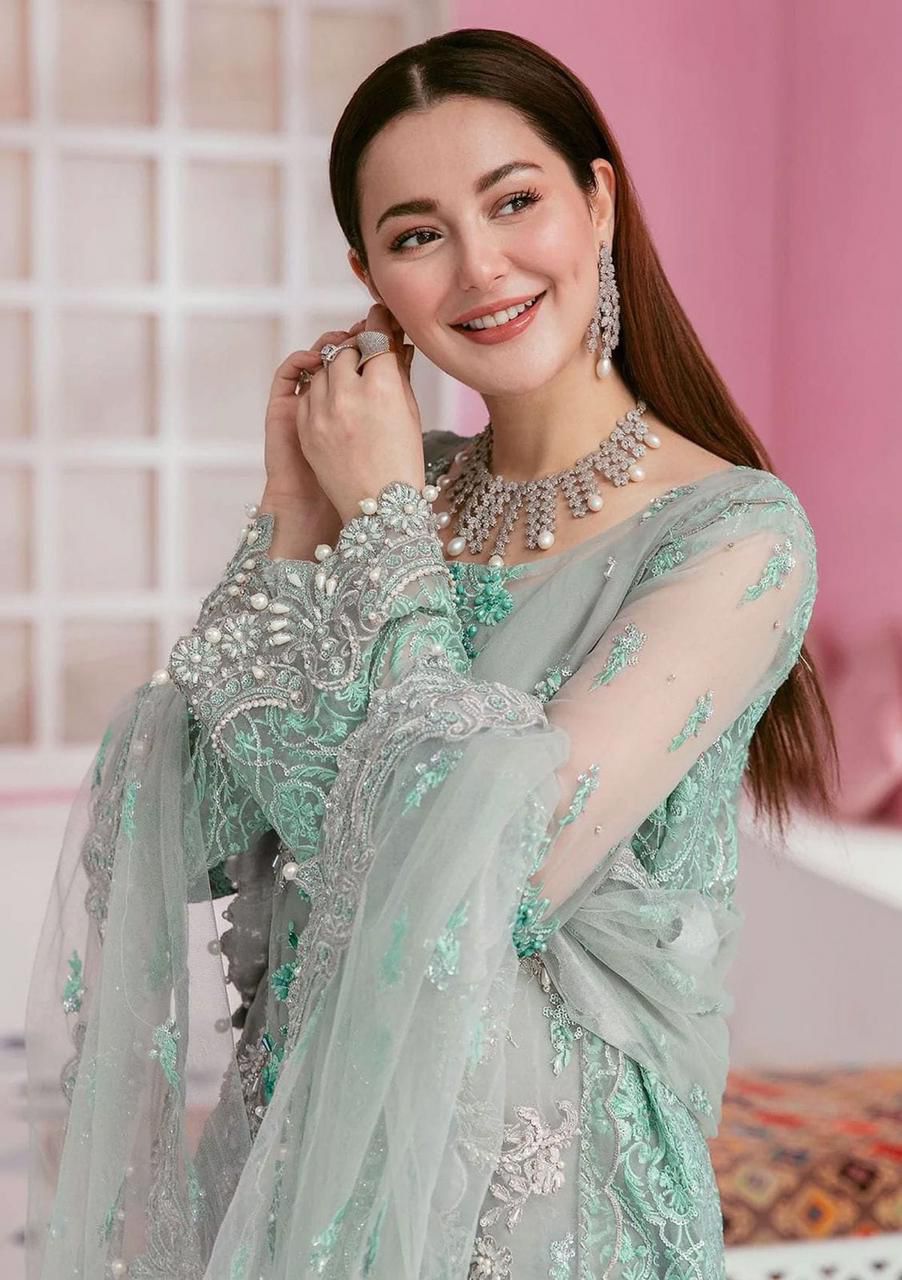 ELAF . Luxury Organza 3 Piece Unstitched Embroidered Lawn Suit