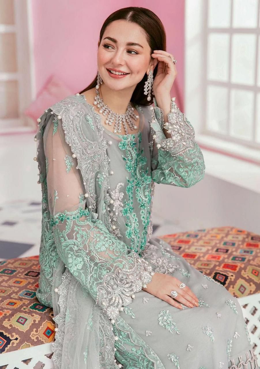 ELAF . Luxury Organza 3 Piece Unstitched Embroidered Lawn Suit