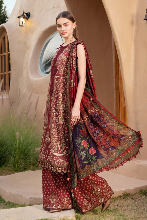 3 Piece Unstitched Embroidered Lawn Suit ( Printed Lawn Dupatta )