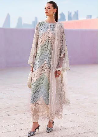 Maria.B Luxury Lawn Chikenkari Unstitched Embroidered 3Pc Suit