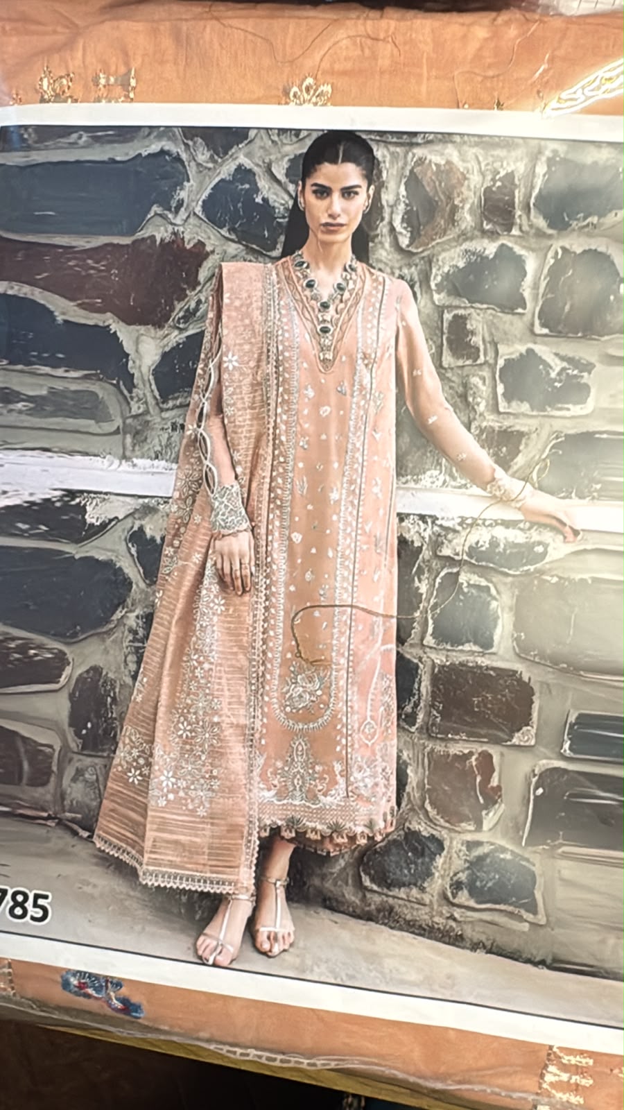 3 Piece Unstitched Heavy Embroidered Lawn Suit ( Heavy Embroidered Cotton Net Dupatta )