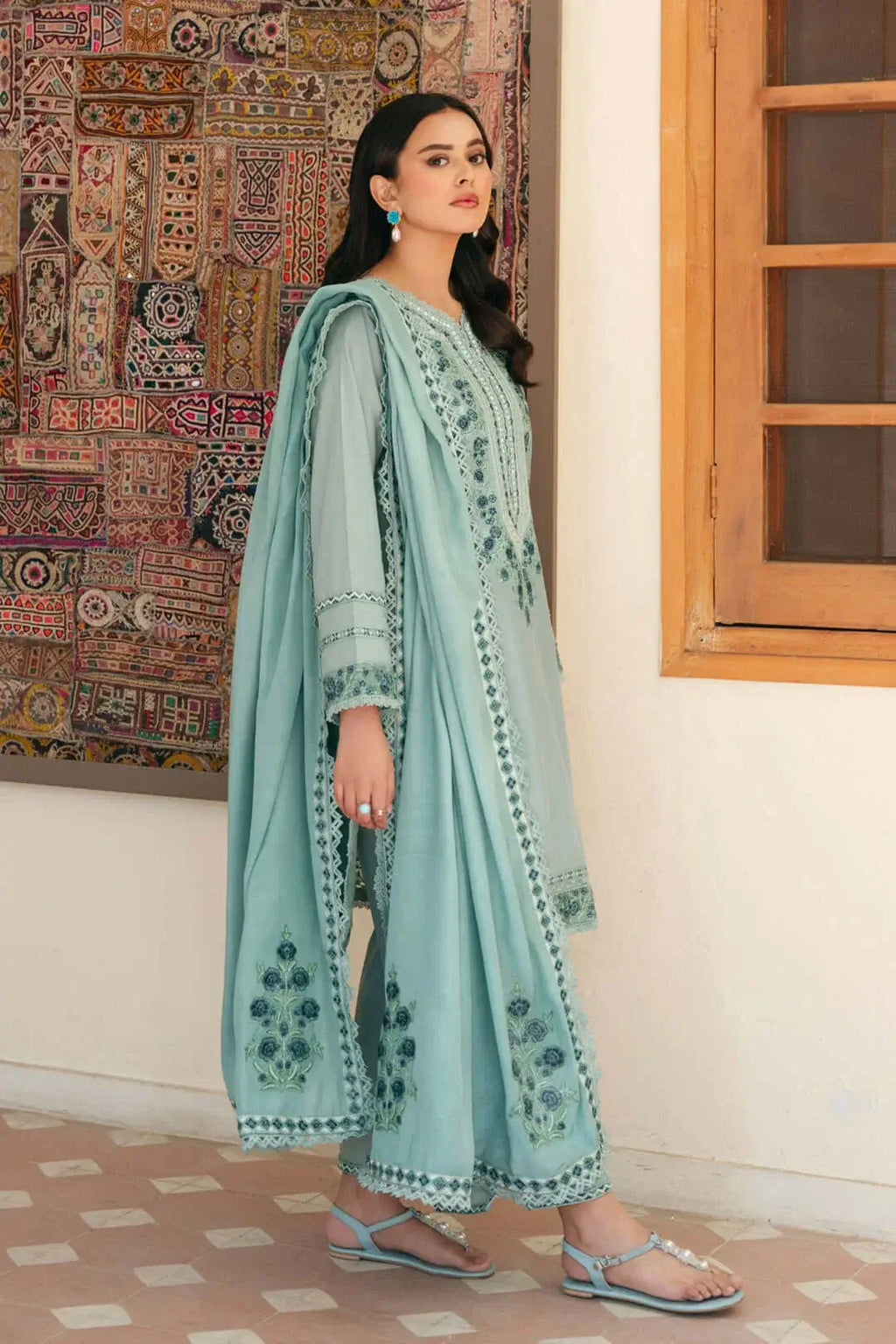 3 Piece Unstitched Heavy Embroidered Lawn Suit ( Four-sided Embroidered Lawn Dupatta )