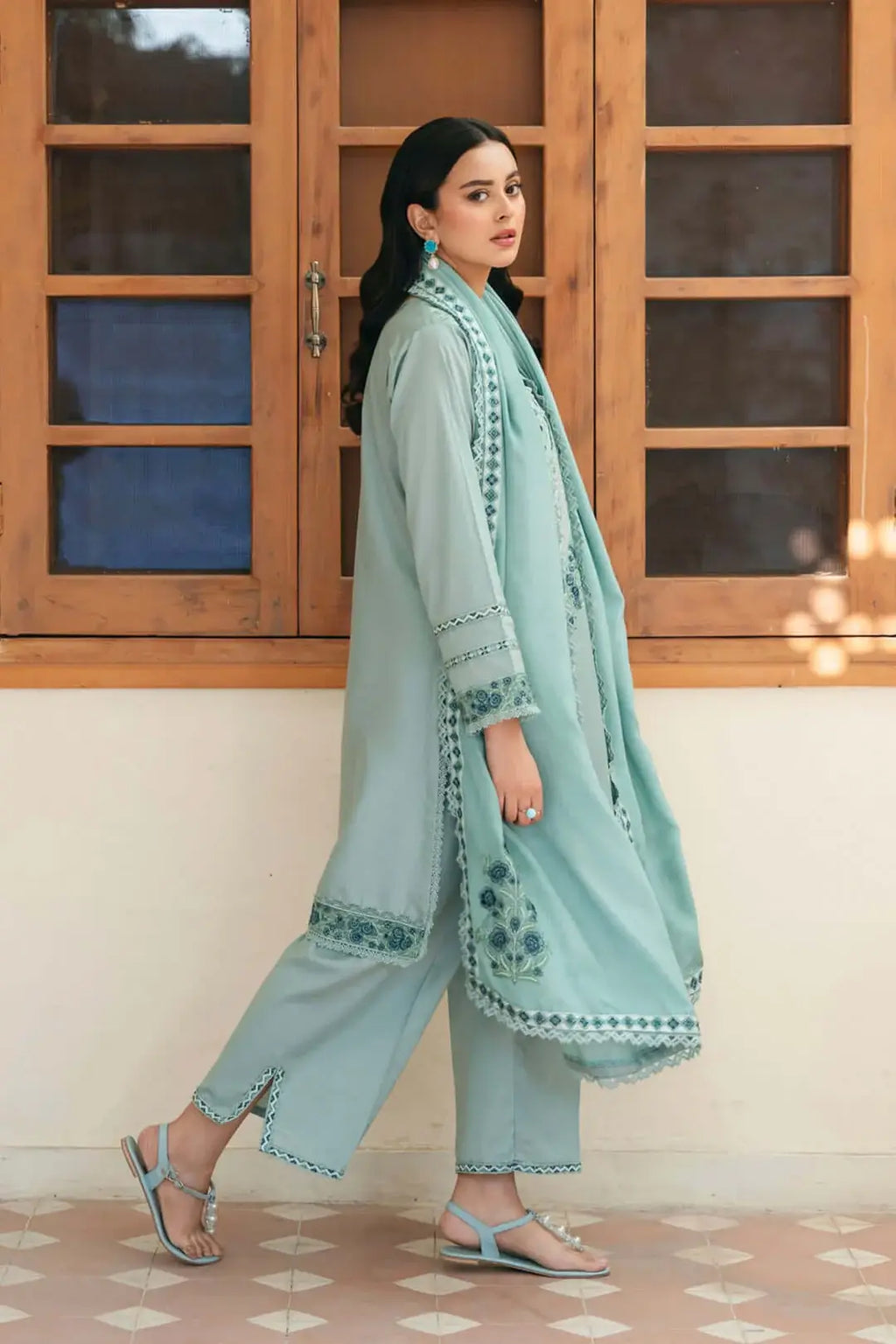 3 Piece Unstitched Heavy Embroidered Lawn Suit ( Four-sided Embroidered Lawn Dupatta )