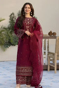 3 Piece Unstitched Heavy Embroidered Lawn Suit ( Four-sided Embroidered Organza Dupatta )