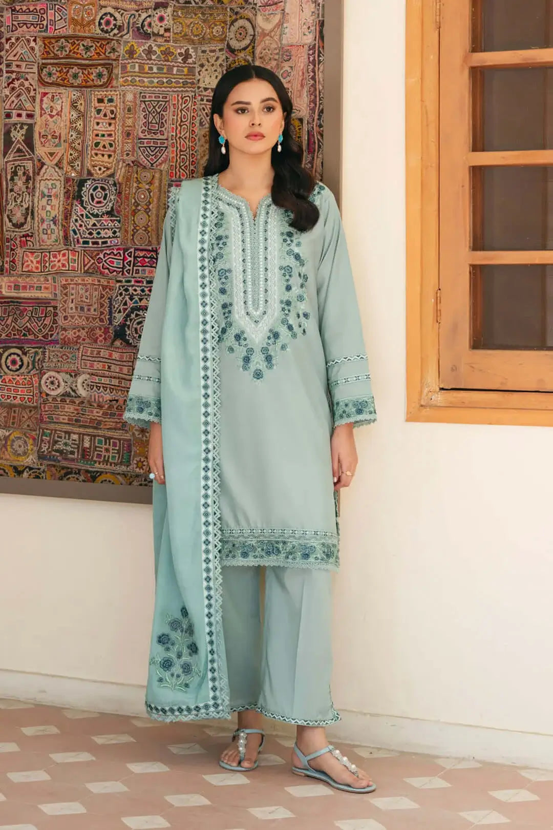 3 Piece Unstitched Heavy Embroidered Lawn Suit ( Four-sided Embroidered Lawn Dupatta )