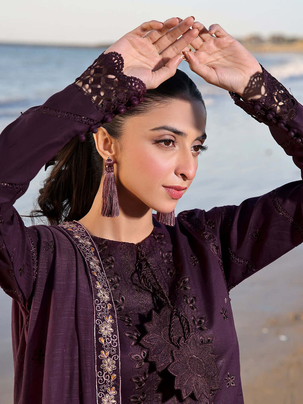3 Piece Unstitched Heavy Embroidered Chickan Kari Lawn Suit ( Full Embroidered Lawn Dupatta )
