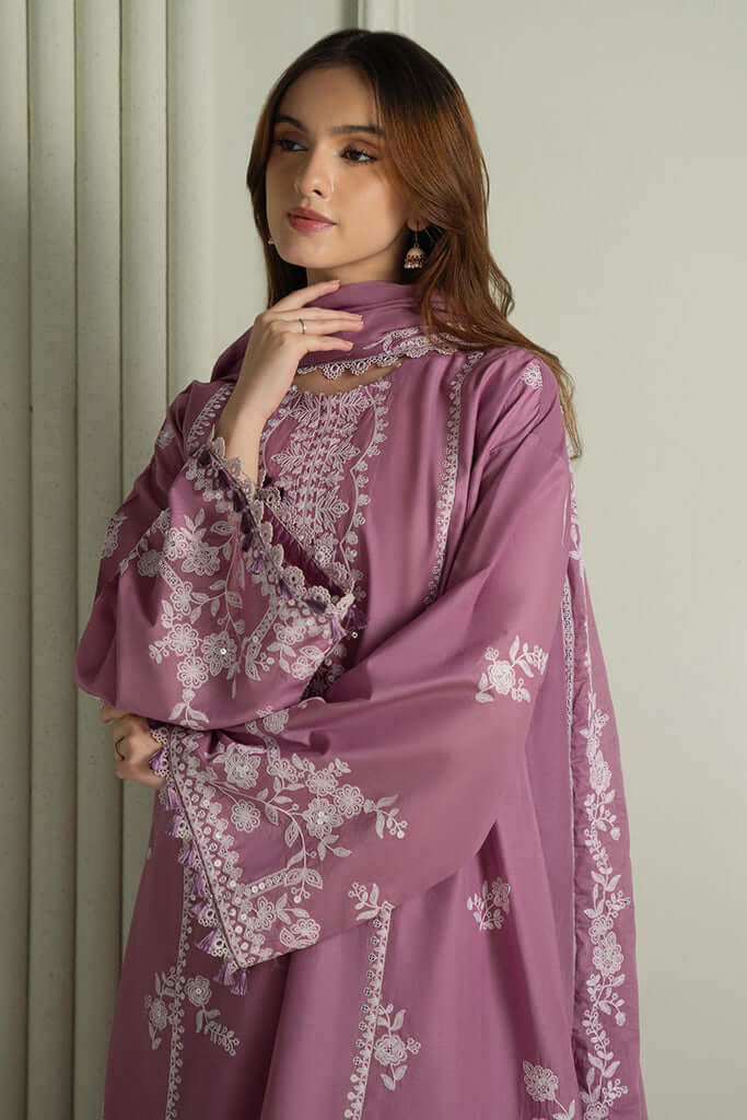 3 Piece Unstitched Heavy Embroidered Dhanak Suit ( Four Sided Embroidered Dhanak Shawl )