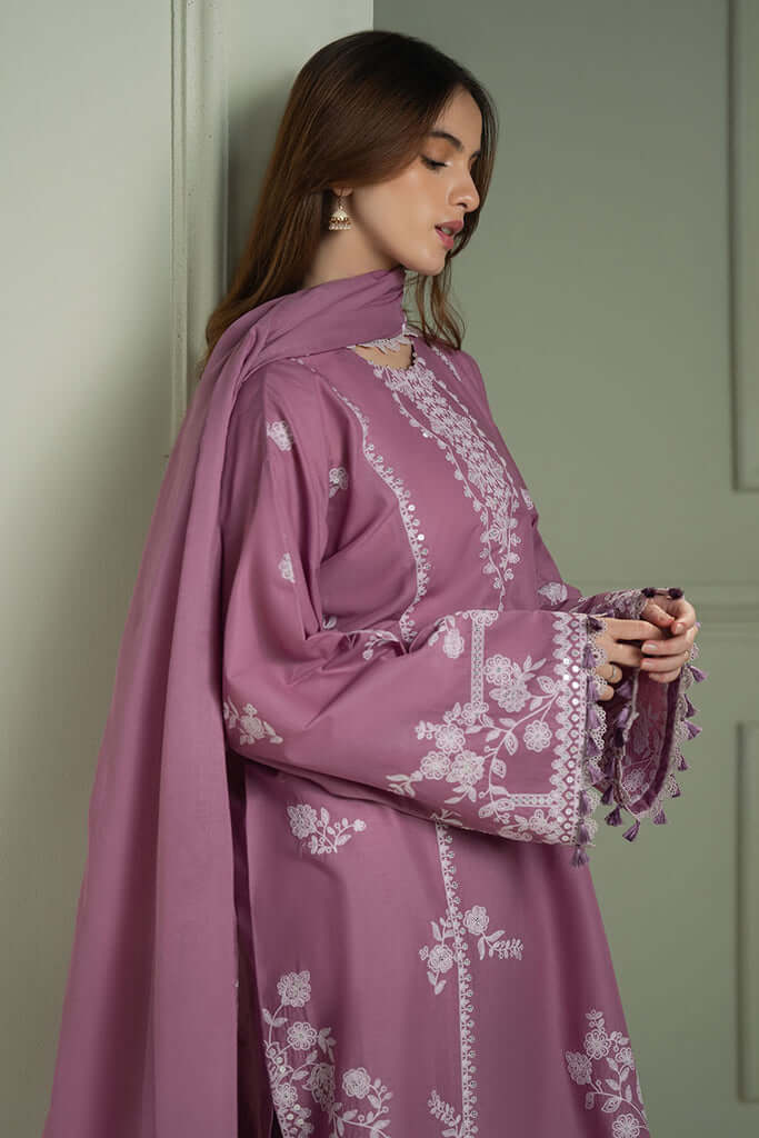 3 Piece Unstitched Heavy Embroidered Dhanak Suit ( Four Sided Embroidered Dhanak Shawl )