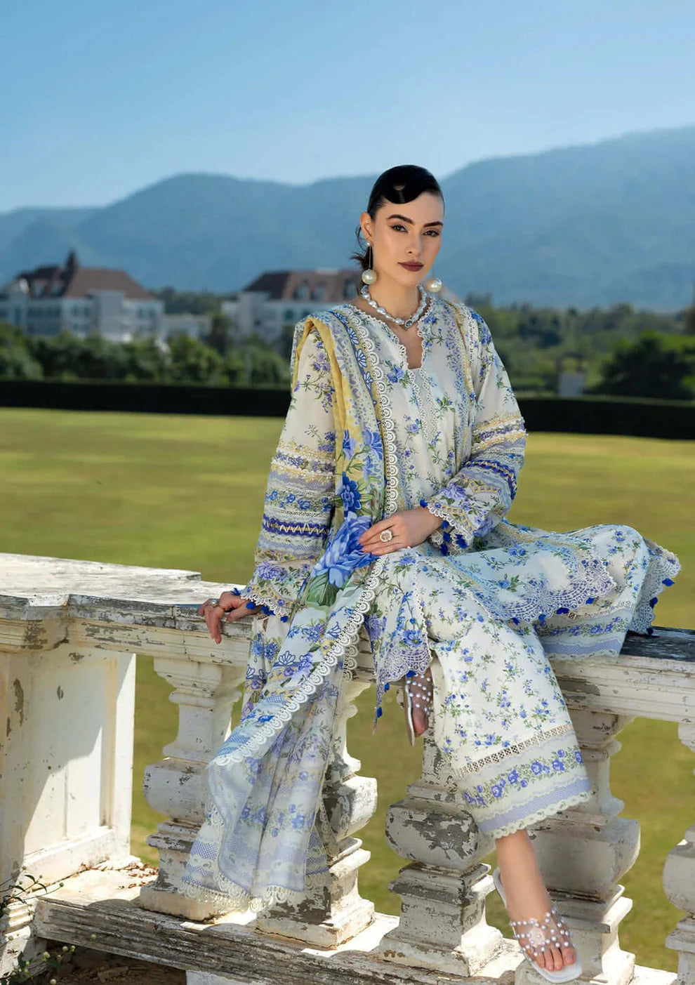 Lawn Stuff 3 Piece All Over Digital Printed Suit With Lawn Printed Dupatta With Extra Patches.